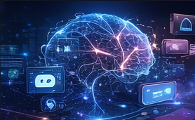 AI in business visual with intelligent assistant interface